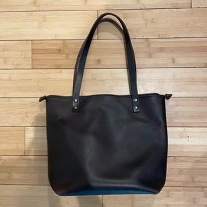 Leather Tote Bag - Grizzly, Zipper,Medium